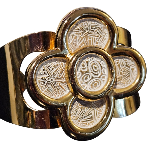 Vintage Dior Bracelet 1973 Christian Dior Floral Statement Cuff Bracelet Germany - Picture 4 of 16